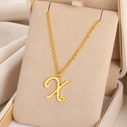 Cursive Initial Letter Pendant Necklaces