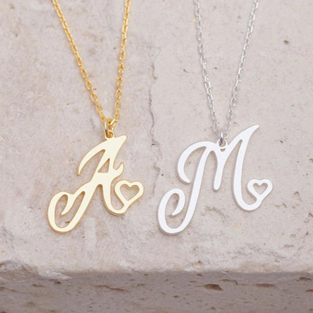 Cursive Initial Letter Pendant Necklaces