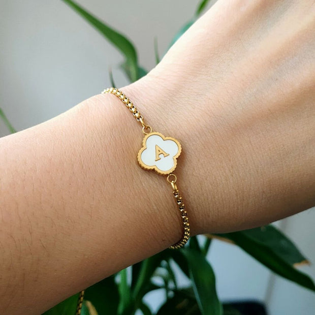Personalized Clover Initial Bracelet