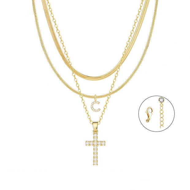 Gold Cross Initial Set