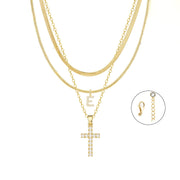 Gold Cross Initial Set