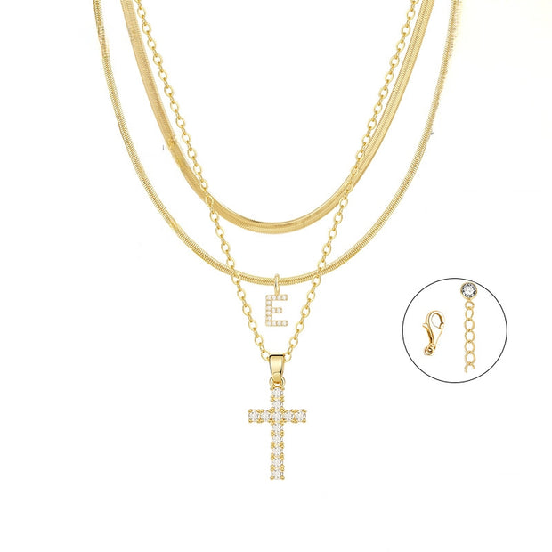 Gold Cross Initial Set