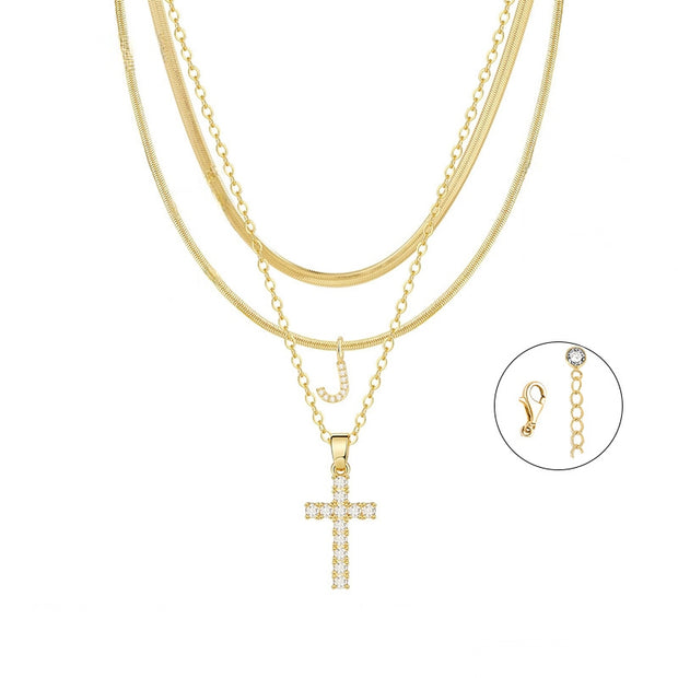 Gold Cross Initial Set