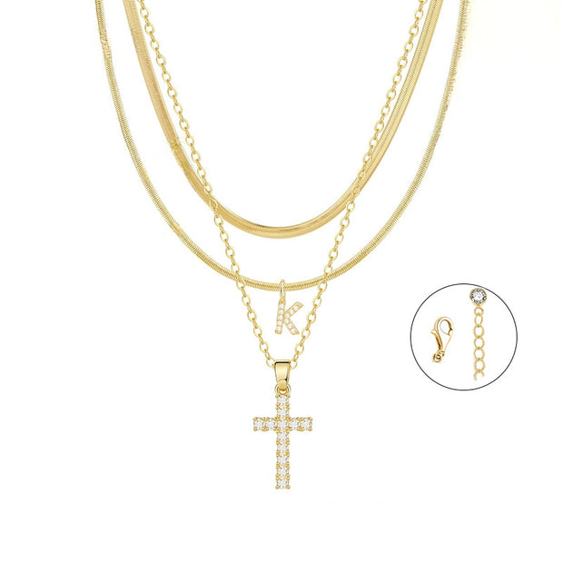 Gold Cross Initial Set