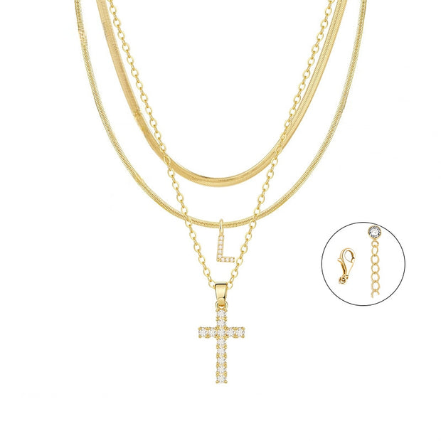 Gold Cross Initial Set