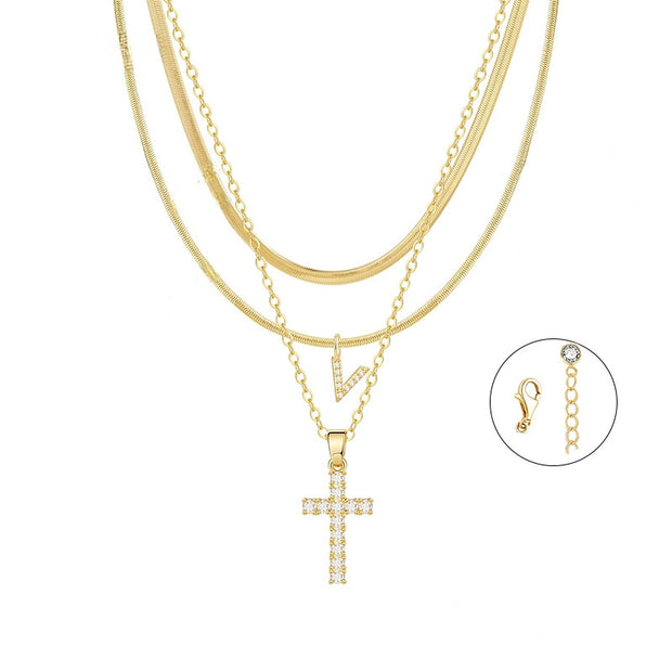 Gold Cross Initial Set