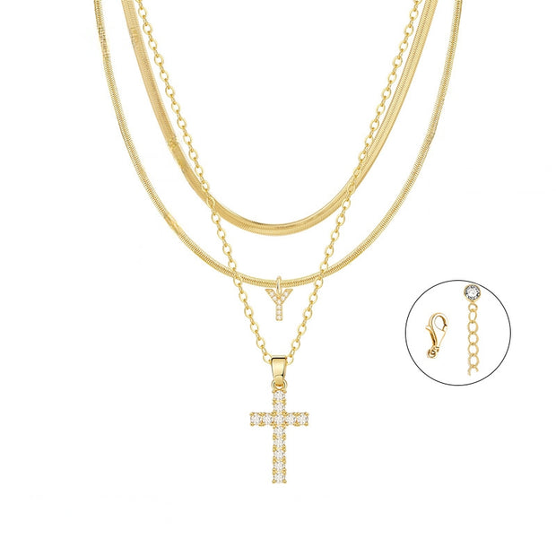 Gold Cross Initial Set