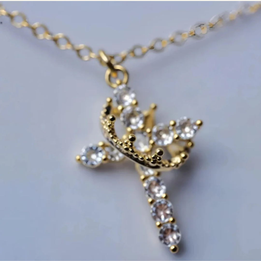 Romy Crown and Cross Necklace