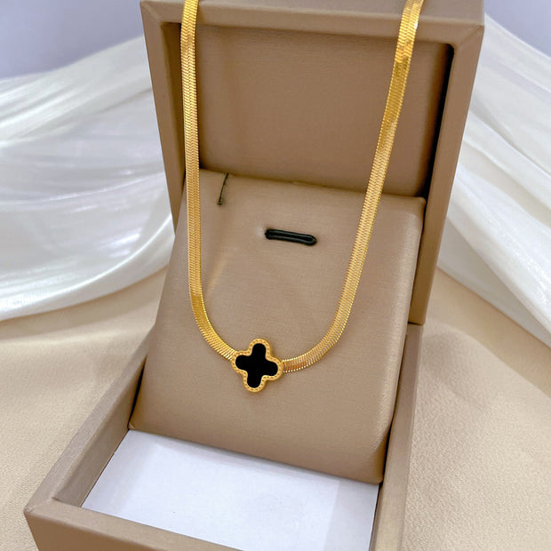 Leclair Herringbone Clover Gold Necklace