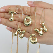 Mini Gold Bubble Initial Necklace