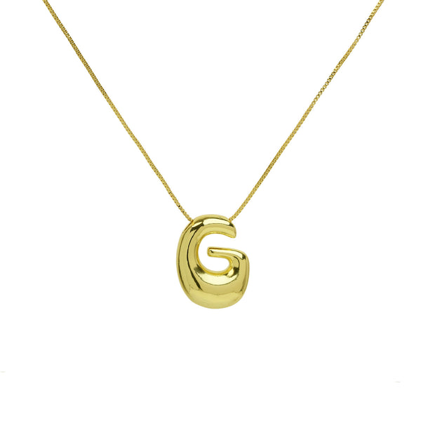 Mini Gold Bubble Initial Necklace