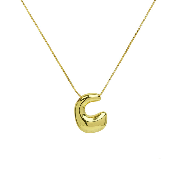 Mini Gold Bubble Initial Necklace