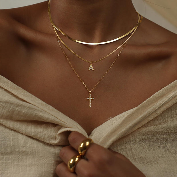 Gold Cross Initial Set