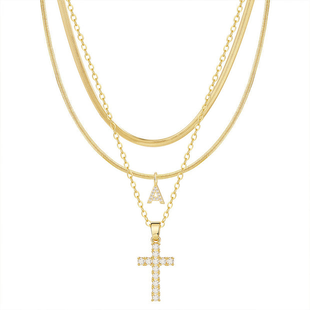 Gold Cross Initial Set