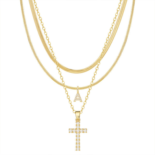 Gold Cross Initial Set