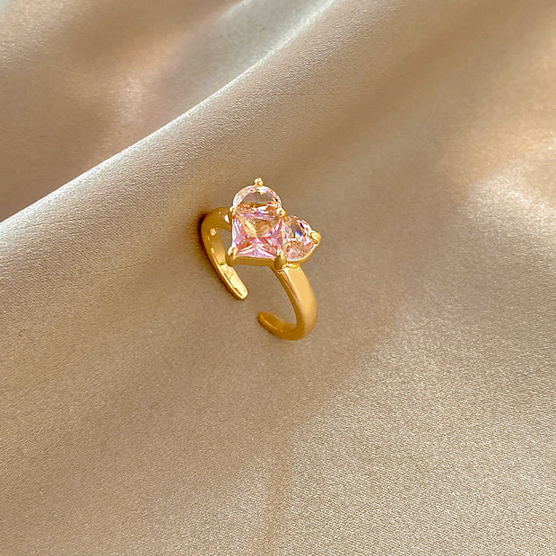 Harriet Crystal Heart Gold Ring
