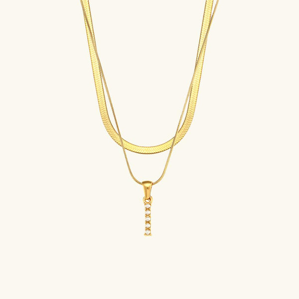 Layered Pearl Initial Letter Necklace