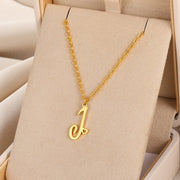 Cursive Initial Letter Pendant Necklaces