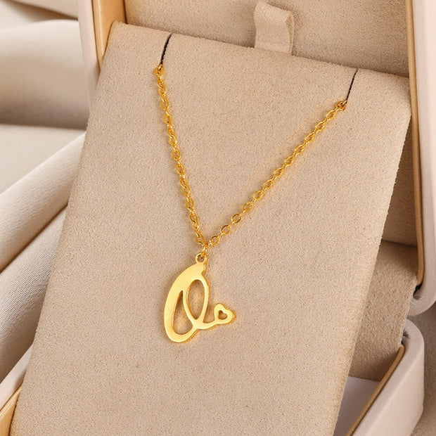 Cursive Initial Letter Pendant Necklaces