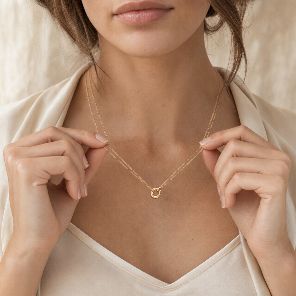 Interlock Pendant necklace in gold