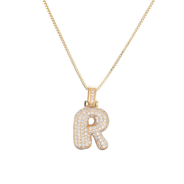 Pave Bubble Initial Necklace