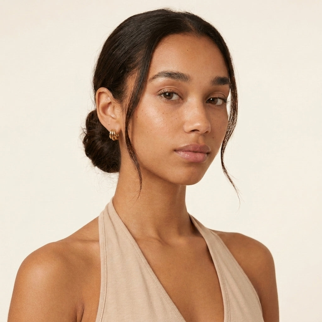 Triple Hoop Earrings in gold