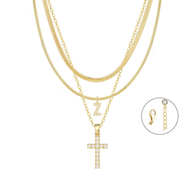 Gold Cross Initial Set