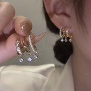 Multilayered Zirconia Inlaid Earrings