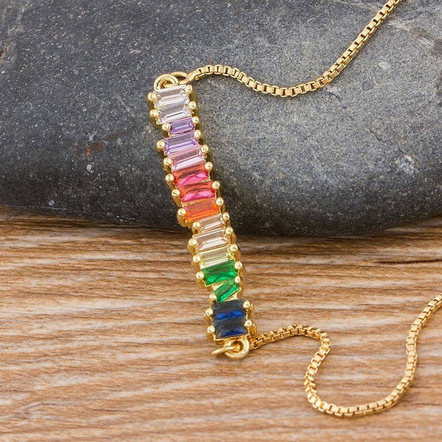 The Rainbow Emerald Cut Necklace