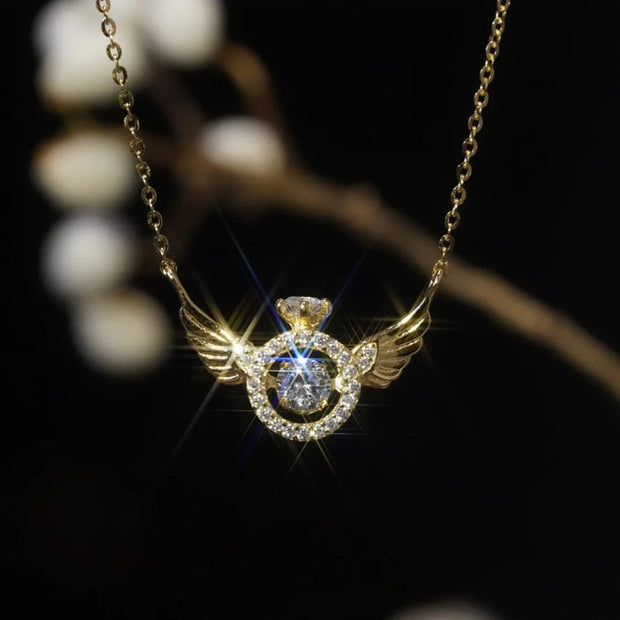 Zirconia Crystal Angel Wing Necklace