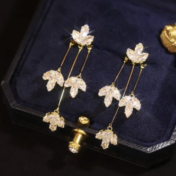Gold Plated Maple Tassel Earrings