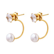 Grandeur Zirconia Pearl Earrings