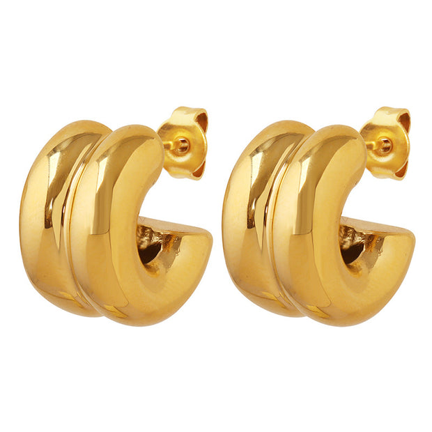 Amarite Double Loop Gold Earrings