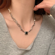Lyra Black Stone Pearl Necklace