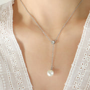 Lila Crystal Pearl Gold Necklace