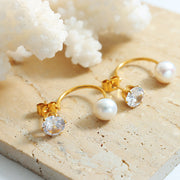Grandeur Zirconia Pearl Earrings
