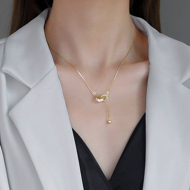 Gold Plated Double Ring Necklace