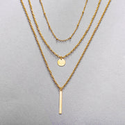 Vintage Geo Layered Chain & Pendant Necklace